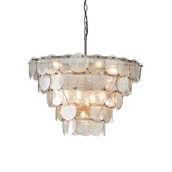 Nelson Lighting NL841933 9 Light Pendant Antique Silver Paint & Mercury Glass