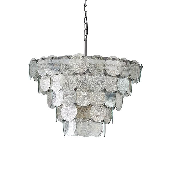 Nelson Lighting NL841933 9 Light Pendant Antique Silver Paint & Mercury Glass