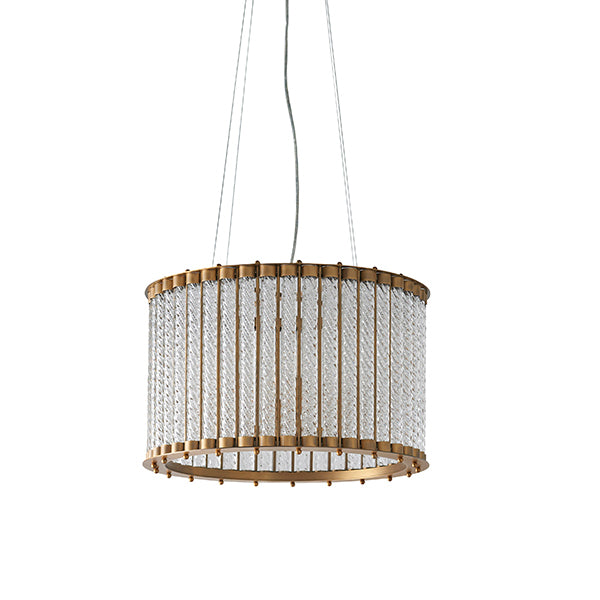 Nelson Lighting NL841999 6 Light Pendant Matt Gold Finish & Clear Ribbed Glass