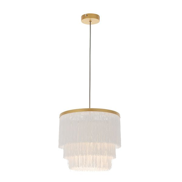 Nelson Lighting NL941551 1 Light Pendant Matt Gold Paint & White Tassels