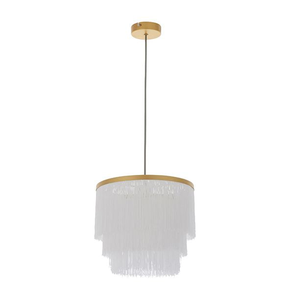 Nelson Lighting NL941551 1 Light Pendant Matt Gold Paint & White Tassels