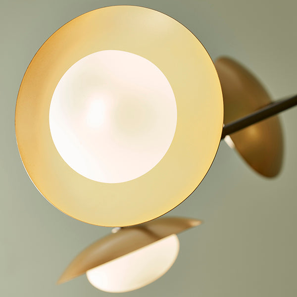 Nelson Lighting NL942035 6 Light Semi Flush Ceiling Light Gold & Dark Bronze Finish With Opal Glass