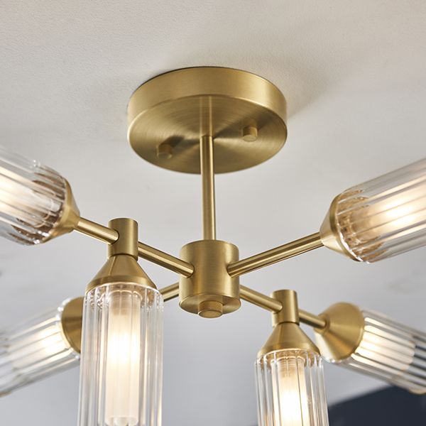 Nelson Lighting NL942213 | Semi-Flush Ceiling Light | Satin Brass with Glass