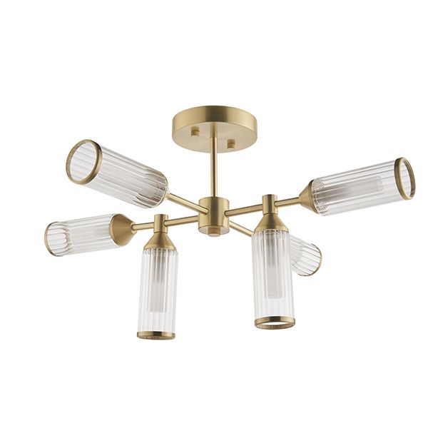 Nelson Lighting NL942213 | Semi-Flush Ceiling Light | Satin Brass with Glass