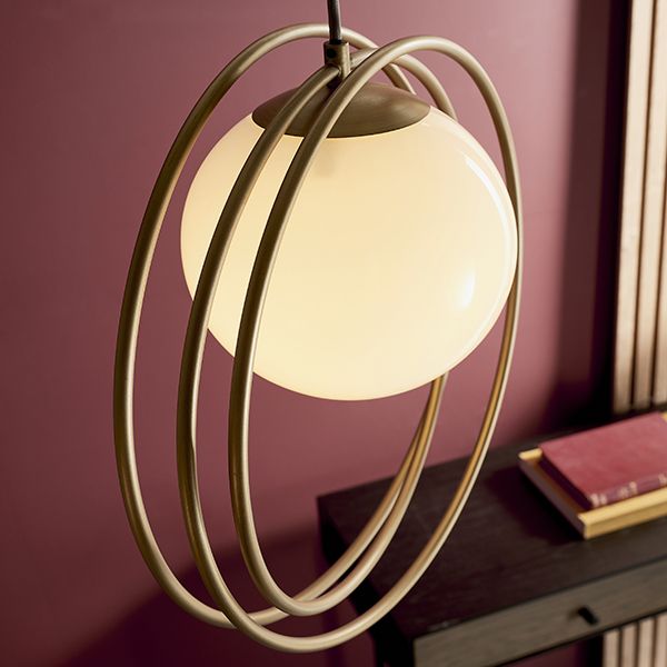 Nelson Lighting NL942488 1 Light Pendant Brushed Gold Paint & Gloss Opal Glass