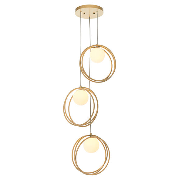 Nelson Lighting NL942489 3 Light Pendant Brushed Gold Paint & Gloss Opal Glass