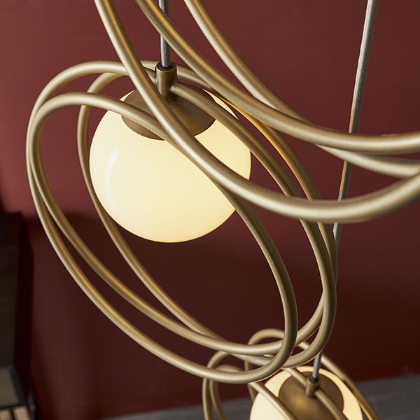 Nelson Lighting NL942489 3 Light Pendant Brushed Gold Paint & Gloss Opal Glass