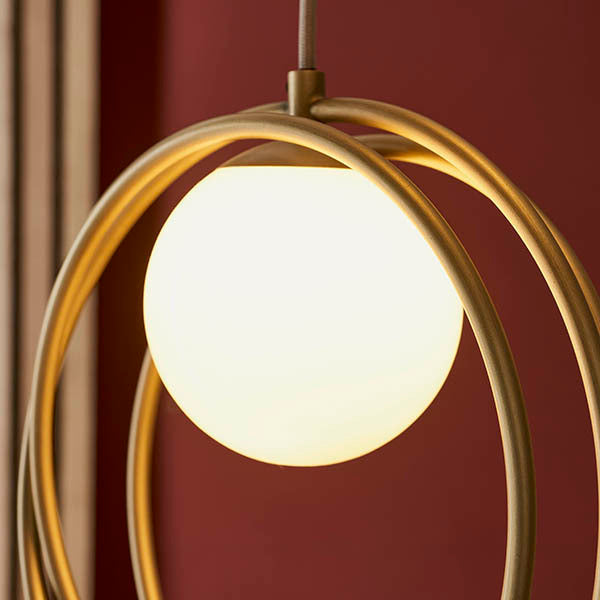 Nelson Lighting NL942489 3 Light Pendant Brushed Gold Paint & Gloss Opal Glass