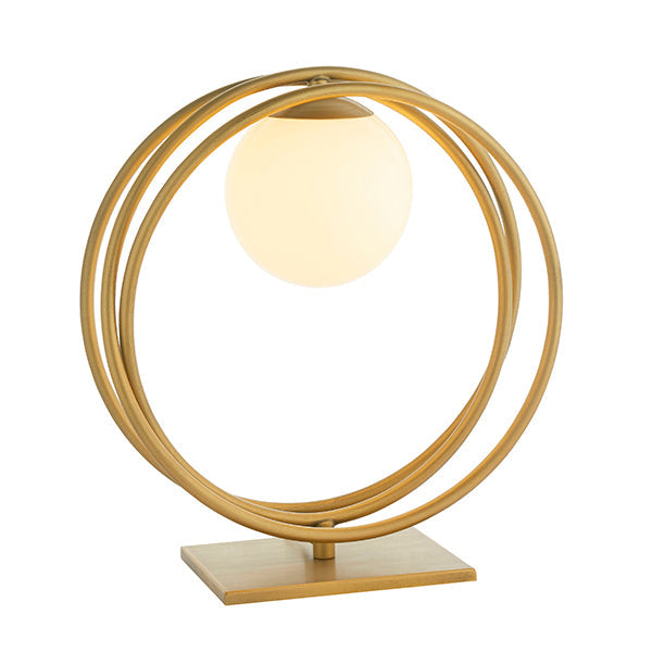 Nelson Lighting NL942491 1 Light Table Lamp Brushed Gold Paint & Gloss Opal Glass