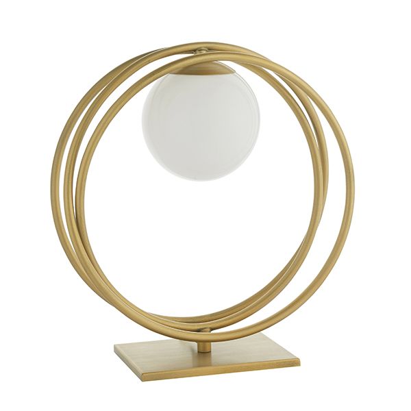 Nelson Lighting NL942491 1 Light Table Lamp Brushed Gold Paint & Gloss Opal Glass