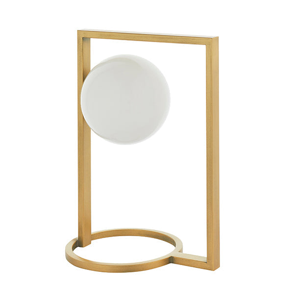 Nelson Lighting NL942493 1 Light Table Lamp Brushed Gold Finish & Gloss Opal Glass