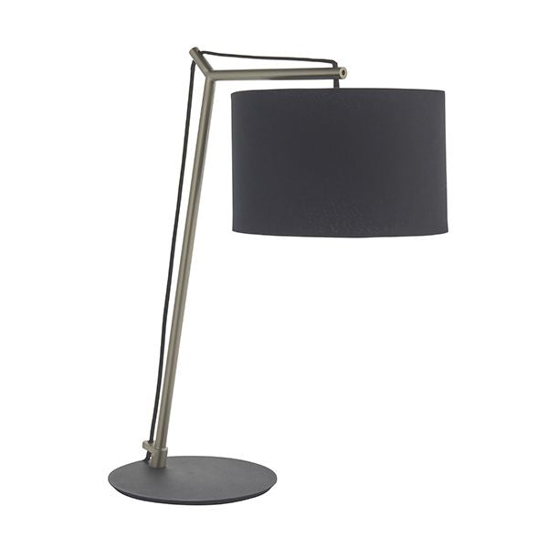 Nelson Lighting NL942629 1 Light Table Lamp Matt Nickel Plate & Black Cotton Fabric