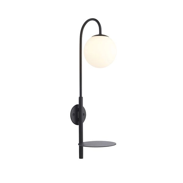 Nelson Lighting NL942726 1 Light Wall Light Satin Black Paint & Matt Opal Glass