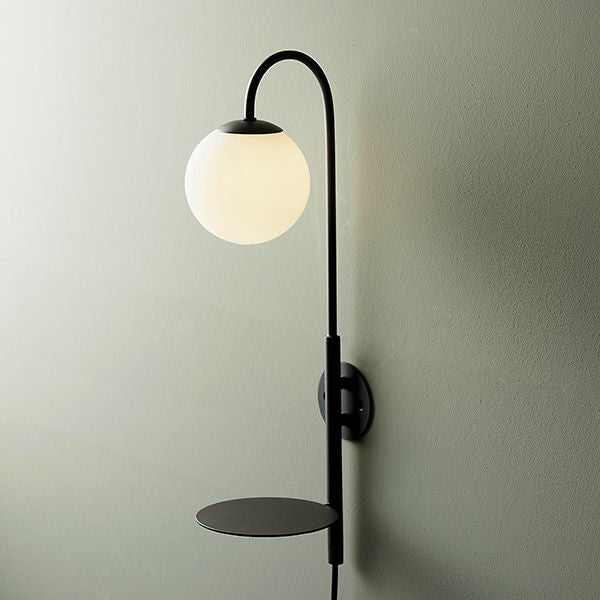 Nelson Lighting NL942726 1 Light Wall Light Satin Black Paint & Matt Opal Glass