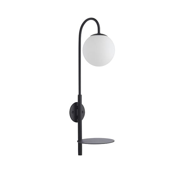 Nelson Lighting NL942726 1 Light Wall Light Satin Black Paint & Matt Opal Glass