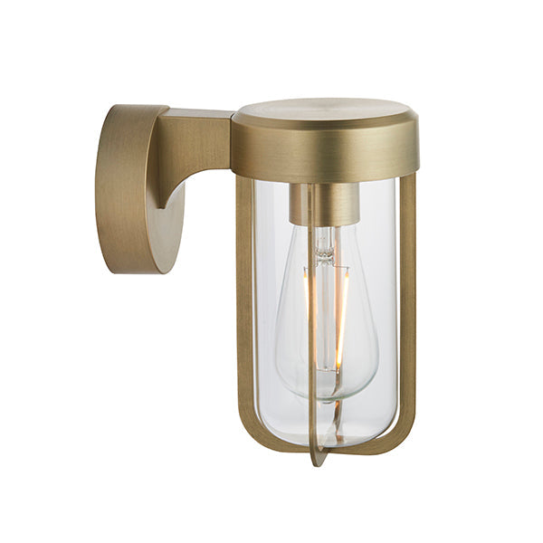 Nelson Lighting NL942855 Outdoor 1 Light Wall Light Brushed Gold Finish & Clear Glass