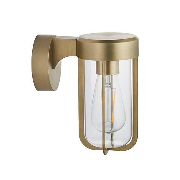 Nelson Lighting NL942855 Outdoor 1 Light Wall Light Brushed Gold Finish & Clear Glass