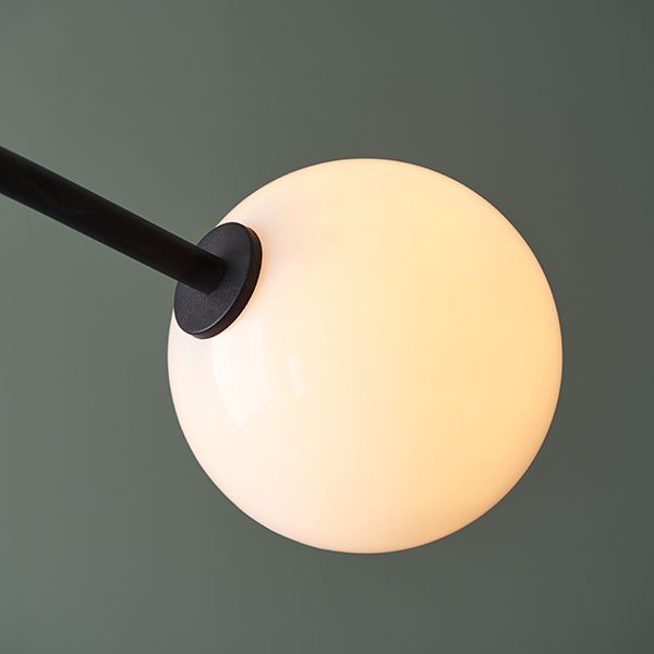 Nelson Lighting NL942940 | 4 Light Semi Flush Ceiling Light | Textured Matt Black & Gloss Opal Glass