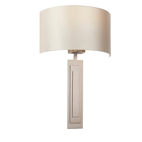 Nelson Lighting NL945271 1 Light Wall Light Brushed Bronze Plate & Mink Satin Fabric Shade