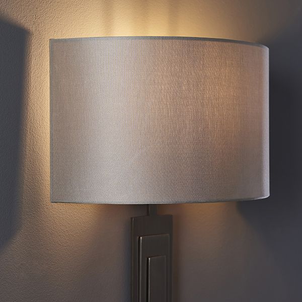 Nelson Lighting NL945271 1 Light Wall Light Brushed Bronze Plate & Mink Satin Fabric Shade