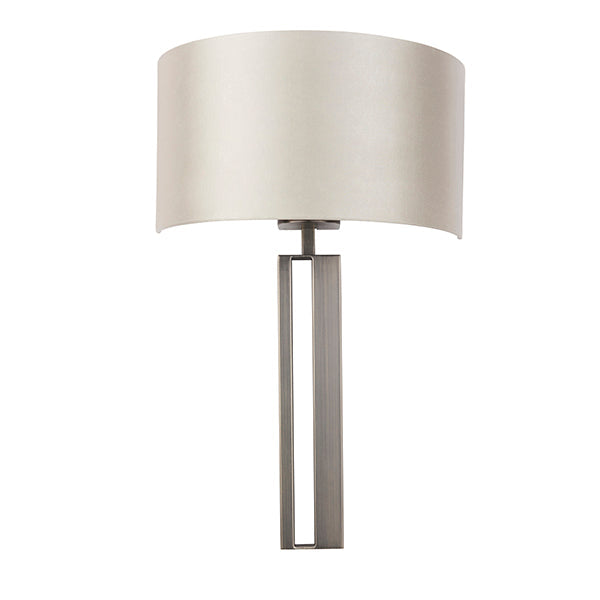 Nelson Lighting NL945449 1 Light Wall Light Brushed Bronze Plate & Mink Satin Fabric Shade