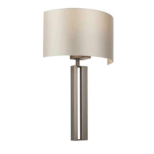 Nelson Lighting NL945449 1 Light Wall Light Brushed Bronze Plate & Mink Satin Fabric Shade