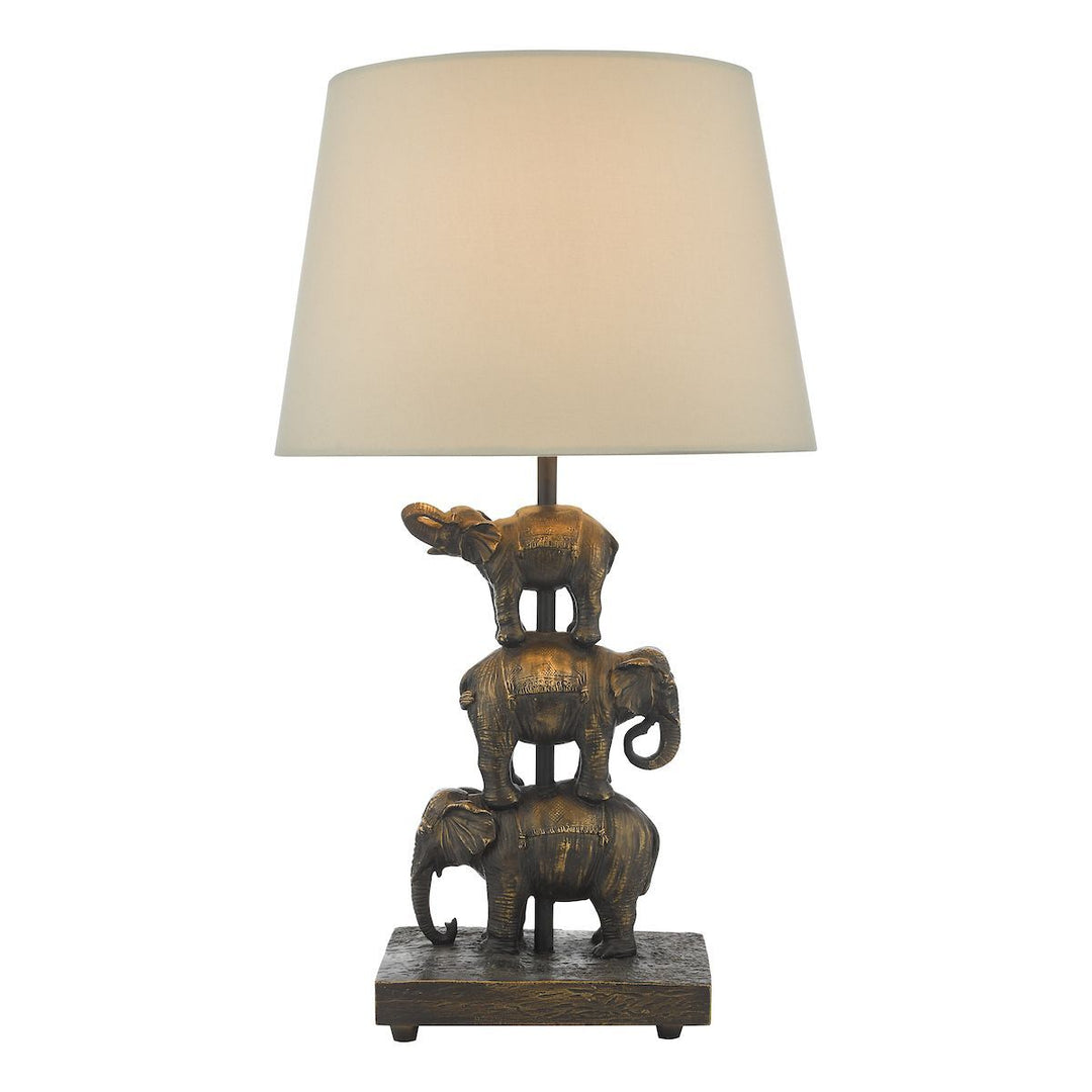 Dar ALI4222 Alina Elephant Table Lamp Antique Bronze With Shade