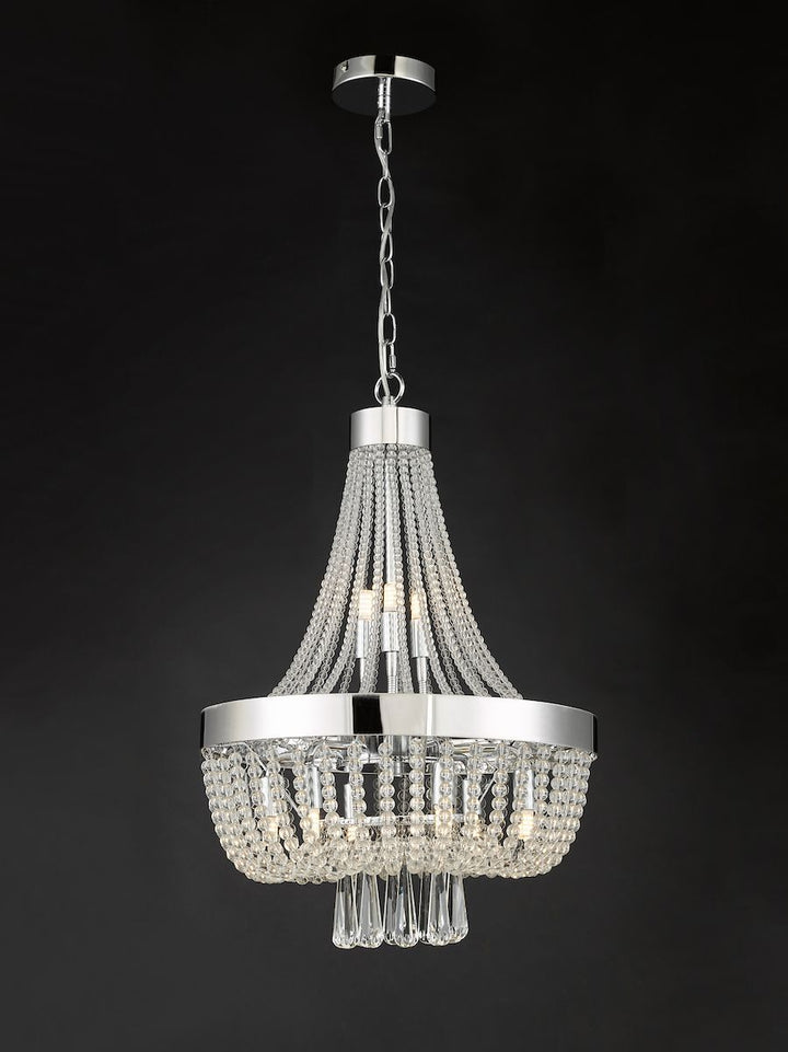 Dar ALY1350 Alyssa 9 Light Pendant Polished Chrome Glass