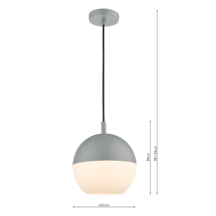 Dar AND0139 Andre 1 Light Single Pendant Grey Opal Glass