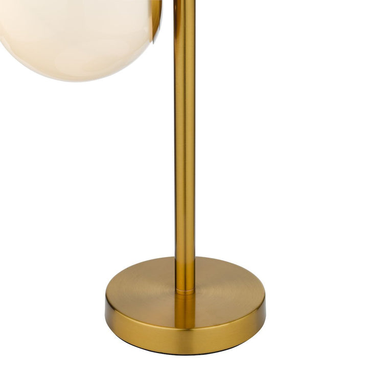 Dar BOM4235 | Bombazine 2 Light Table Lamp | Natural Brass | Opal Glass