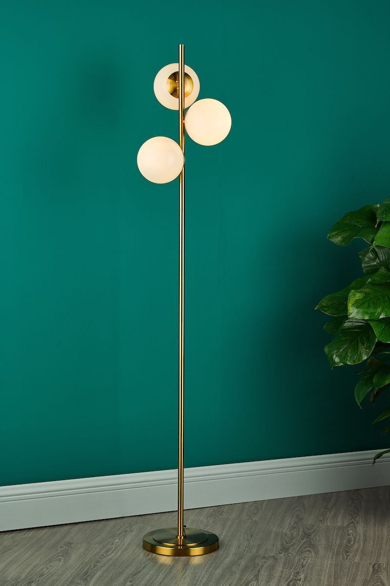 Dar BOM4935 | Bombazine Floor Lamp | 3 Light | Opal Glass