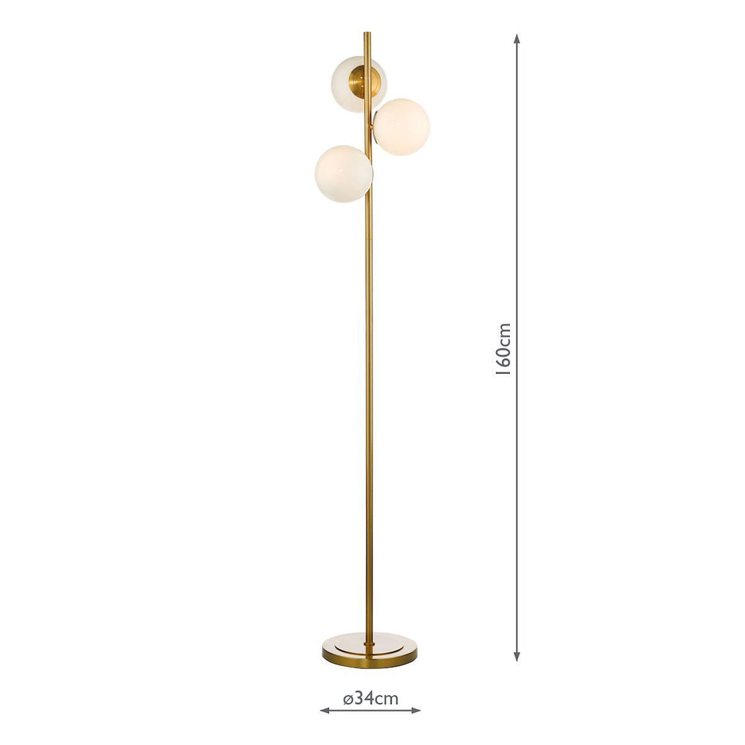 Dar BOM4935 | Bombazine Floor Lamp | 3 Light | Opal Glass