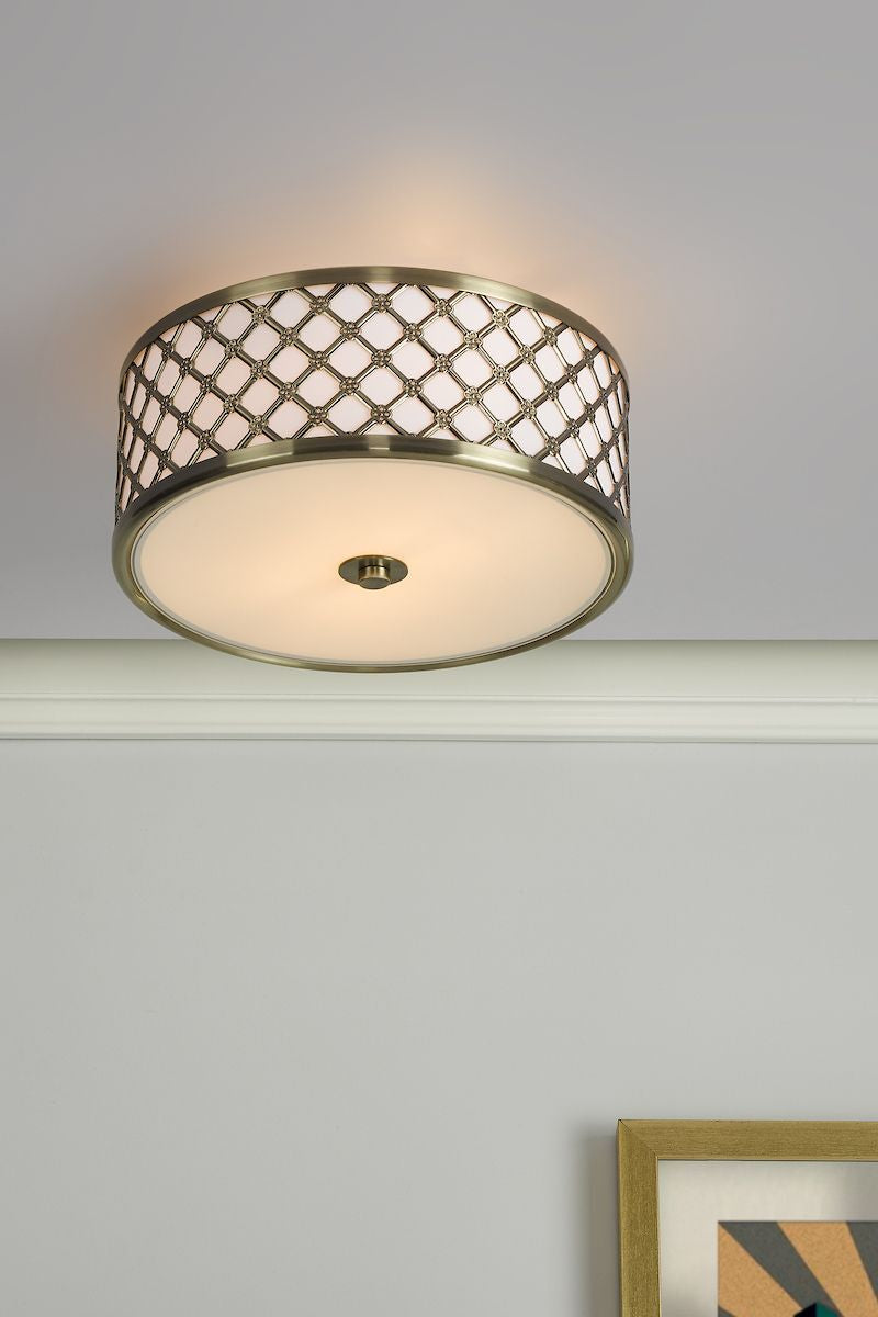 Dar Lighting CIV5275 | Civic | Small 2 Light Flush Ceiling Light | Frosted Glass