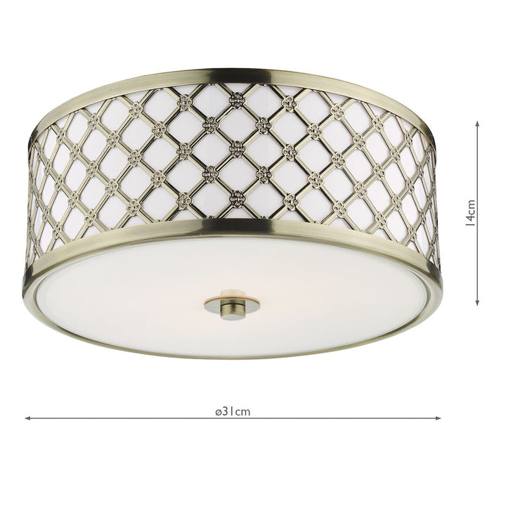 Dar Lighting CIV5275 | Civic | Small 2 Light Flush Ceiling Light | Frosted Glass