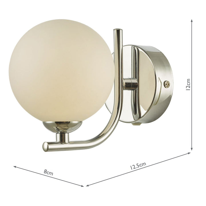 Dar CRA0750-02 Cradle 1 Light Wall Light Polished Chrome Opal Glass