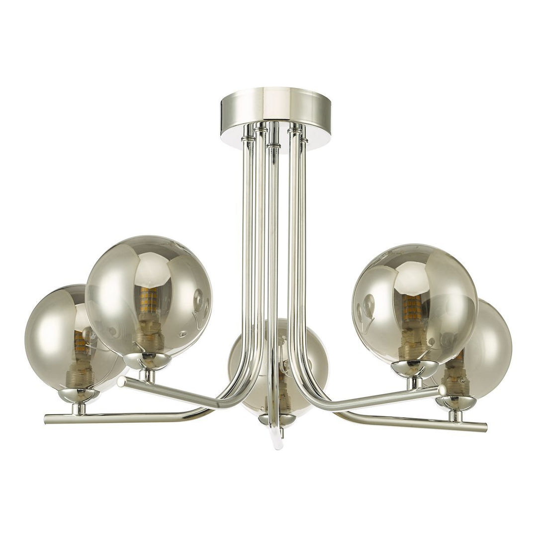 Dar CRA5450-01 Cradle 5 Light Semi Flush Polished Chrome Smoked Glass