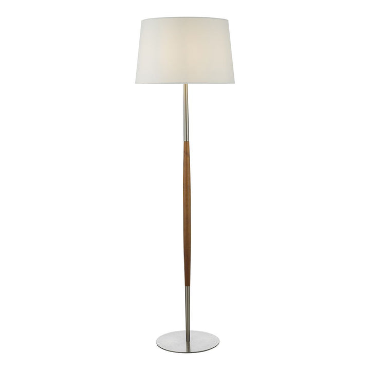 Dar DET4946 Detroit Floor Lamp Satin Nickel Walnut Detail Base Only