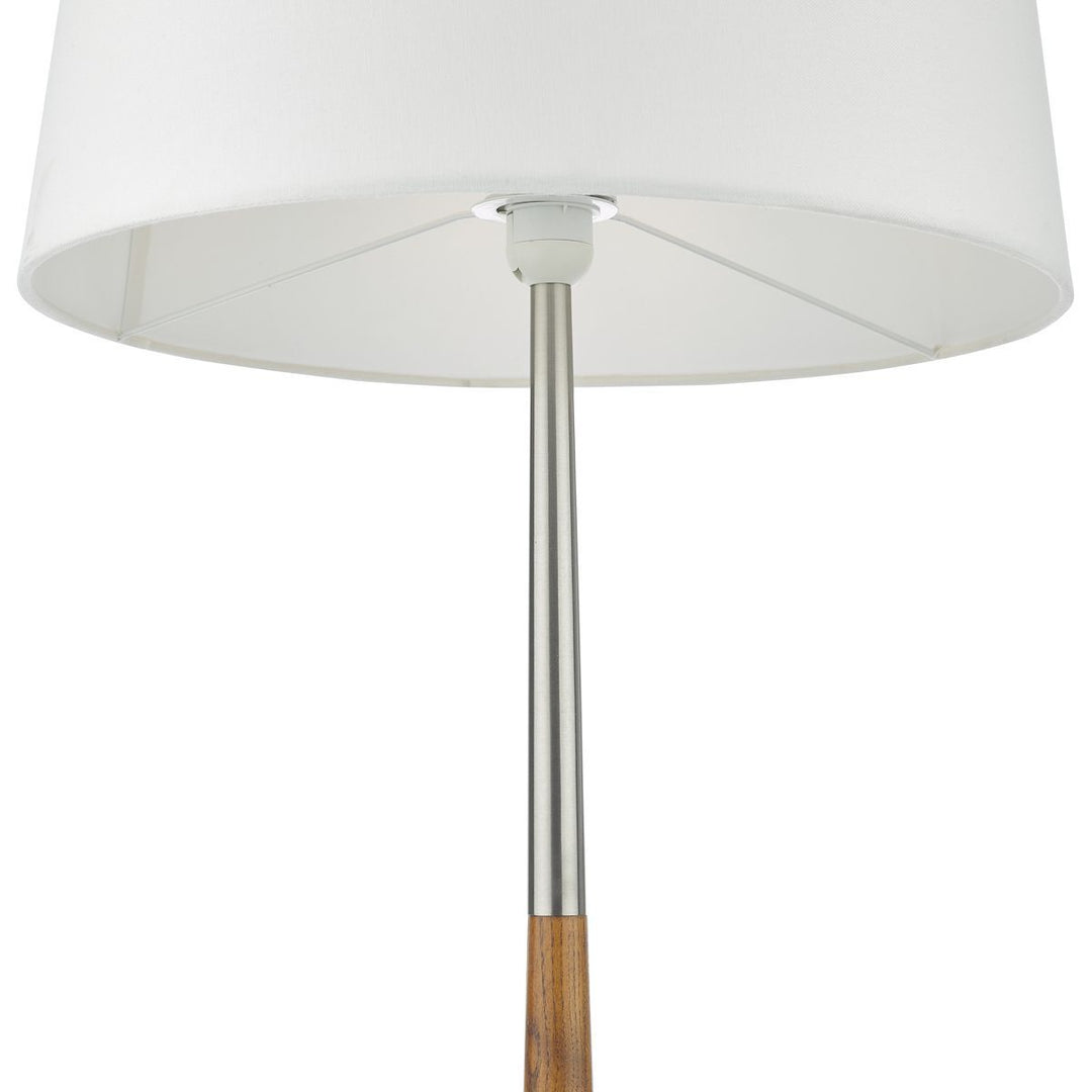 Dar DET4946 Detroit Floor Lamp Satin Nickel Walnut Detail Base Only