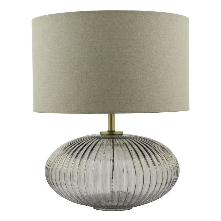 Dar EDM4275 | Edmond | Table Lamp | Smoked Glass with Antique Brass Detail