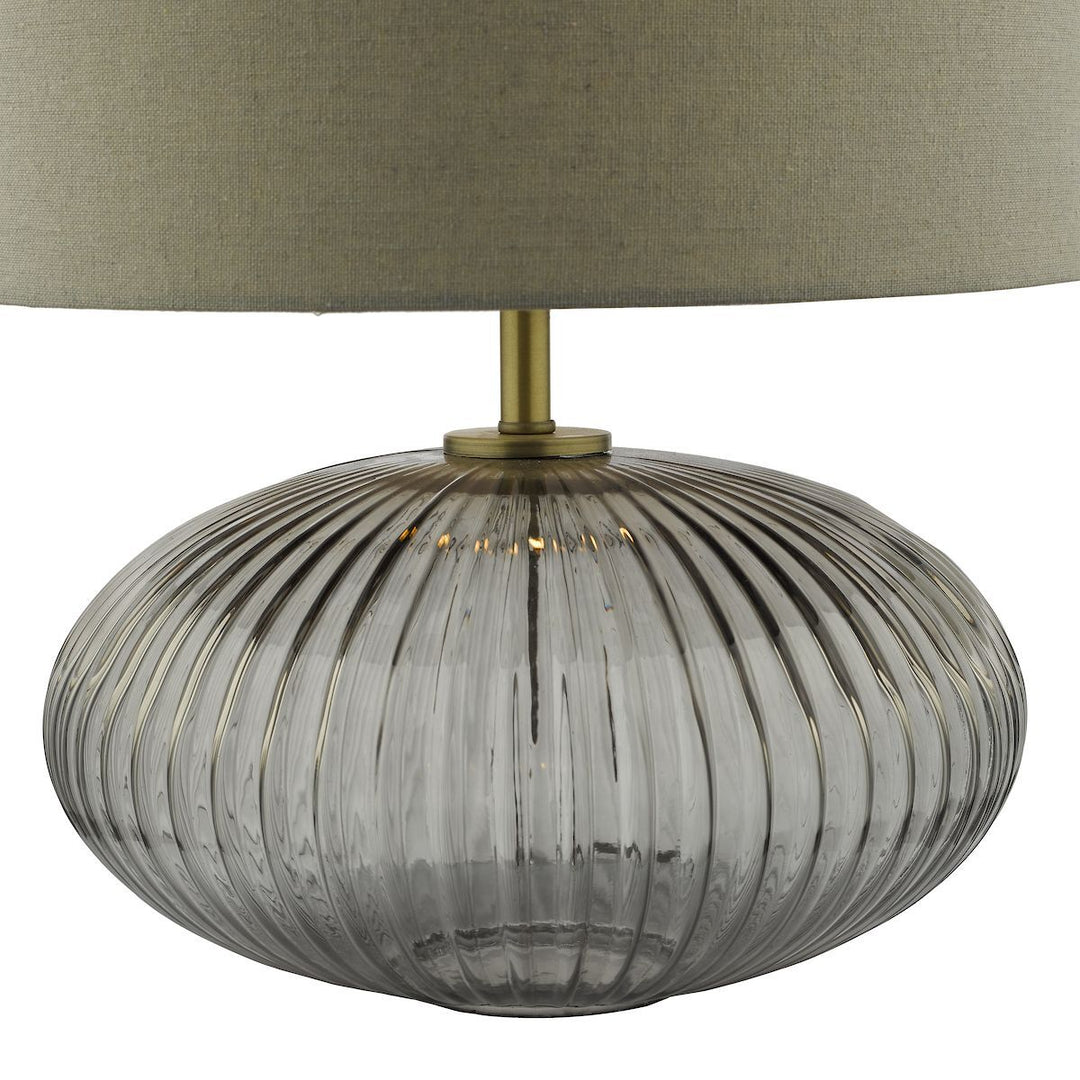 Dar EDM4275 | Edmond | Table Lamp | Smoked Glass with Antique Brass Detail