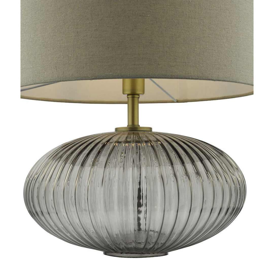 Dar EDM4275 | Edmond | Table Lamp | Smoked Glass with Antique Brass Detail