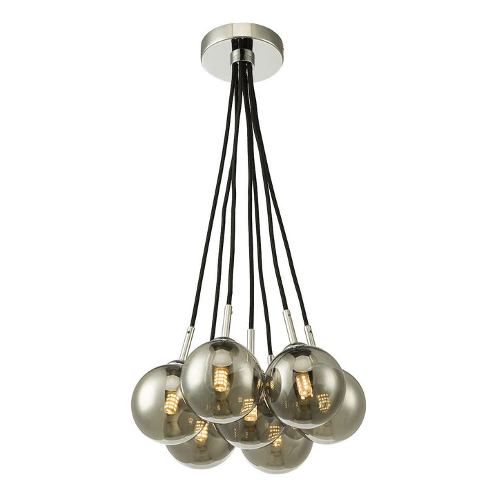 Dar ELP342-01 Elpis 7 Light Cluster Pendant Polished Chrome Smoked Glass