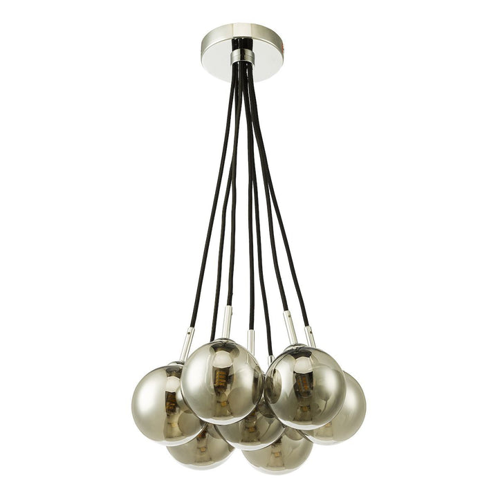 Dar ELP342-01 Elpis 7 Light Cluster Pendant Polished Chrome Smoked Glass