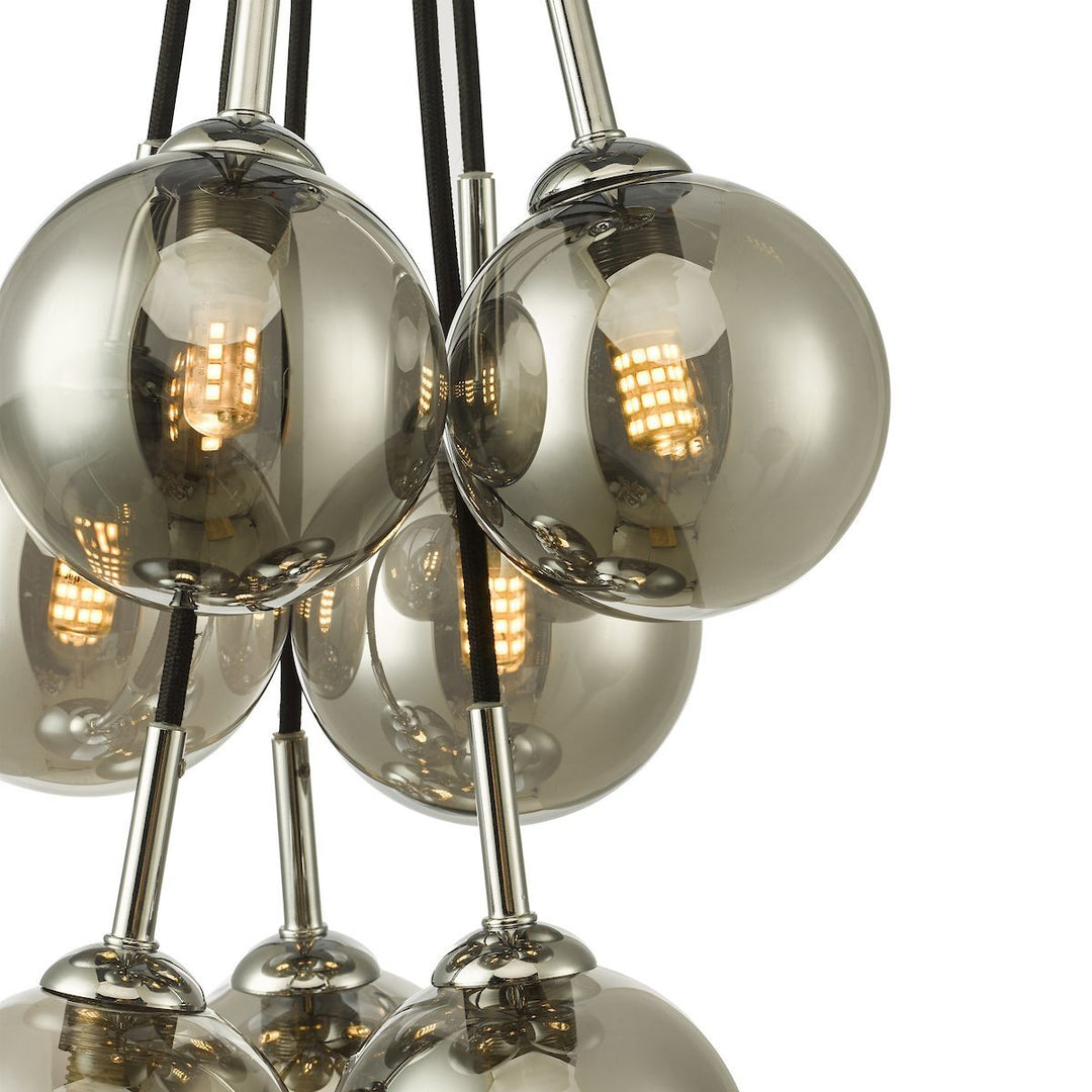 Dar ELP342-01 Elpis 7 Light Cluster Pendant Polished Chrome Smoked Glass