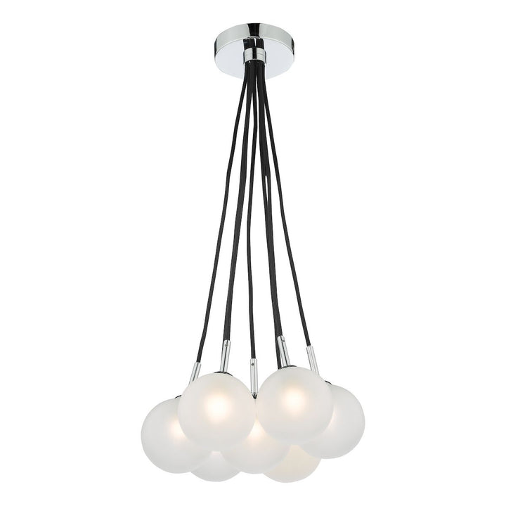 Dar ELP342-02 Elpis 7 Light Cluster Pendant Polished Chrome Opal Glass