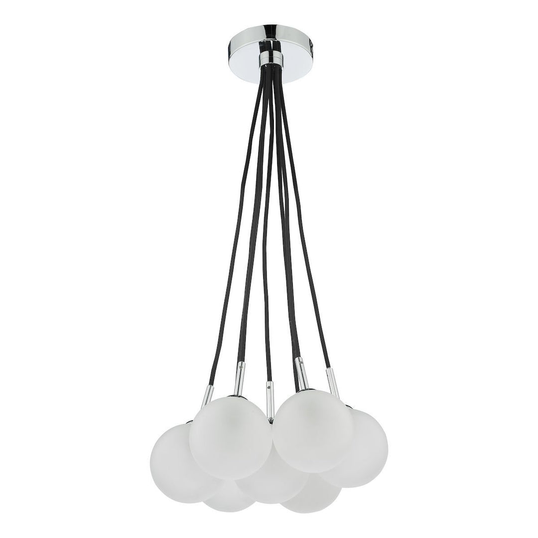 Dar ELP342-02 Elpis 7 Light Cluster Pendant Polished Chrome Opal Glass