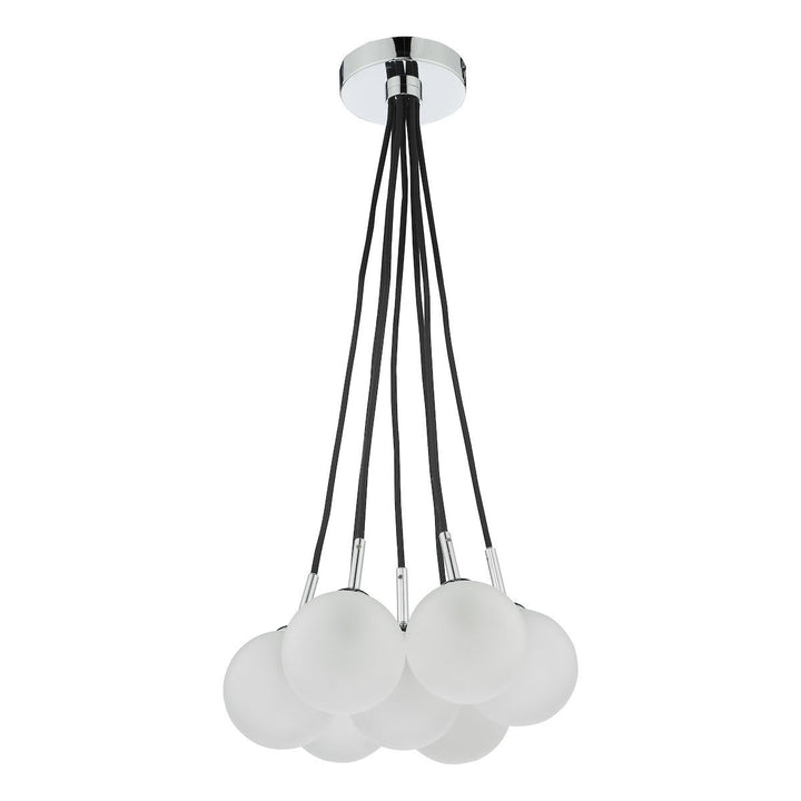 Dar ELP342-02 | Elpis | 7 Light Cluster Pendant | Polished Chrome | Opal Glass