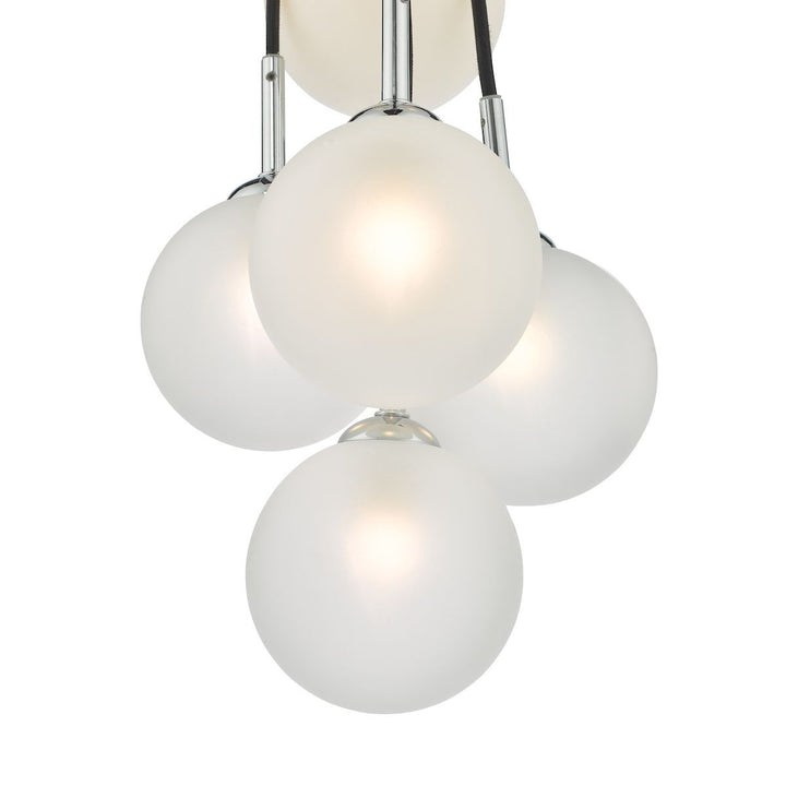 Dar ELP342-02 Elpis 7 Light Cluster Pendant Polished Chrome Opal Glass