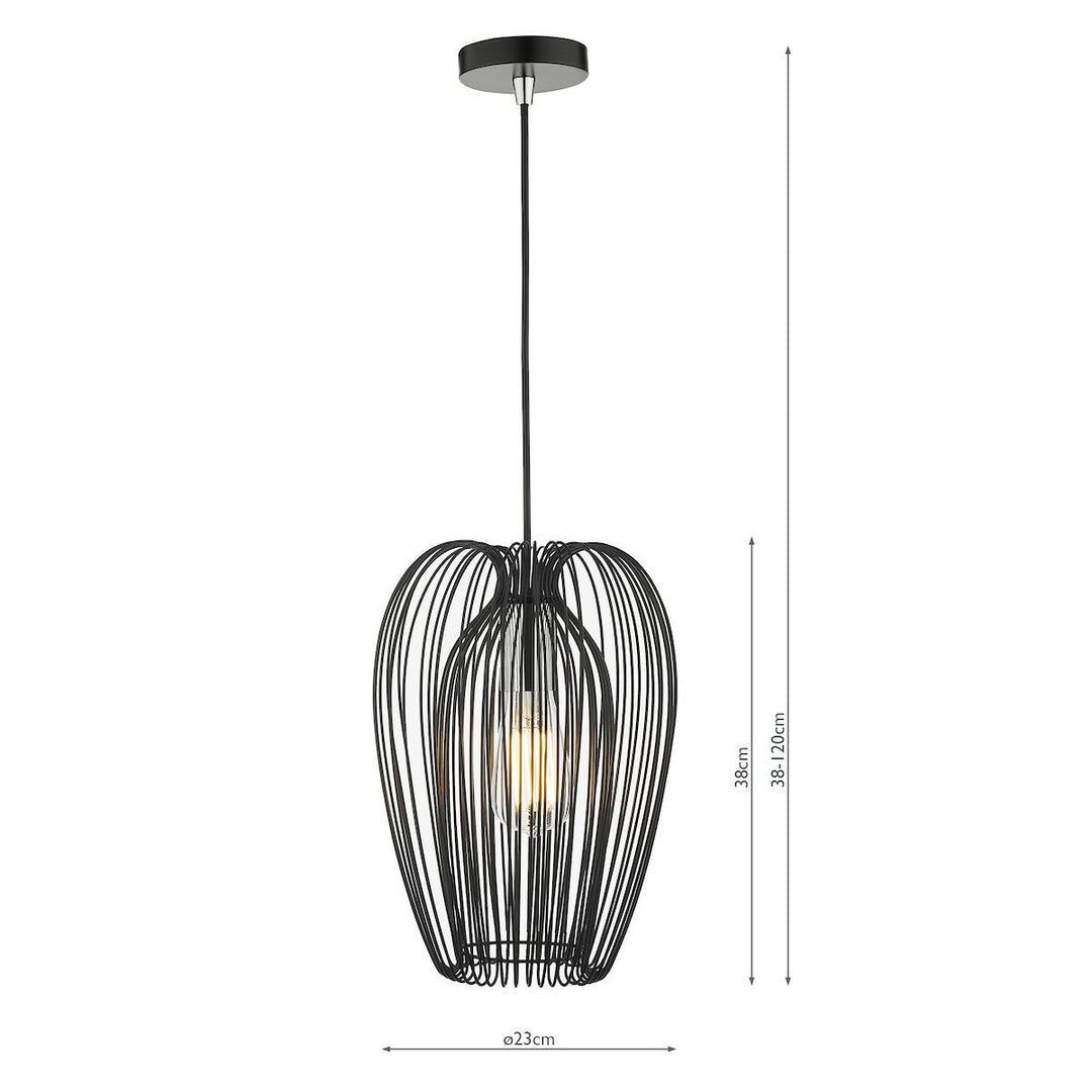 Dar ERO0122 Ero 1 Light Single Pendant Black And Chrome