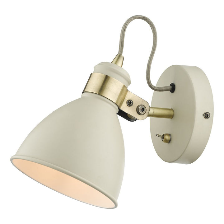 Dar FRE0733 Frederick Single Wall Light Cream Antique Brass